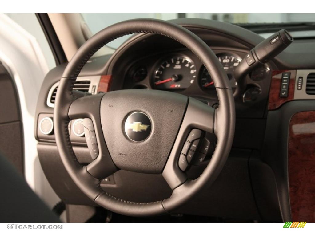 2011 Chevrolet Silverado 1500 LTZ Crew Cab 4x4 Ebony Steering Wheel Photo #45106556