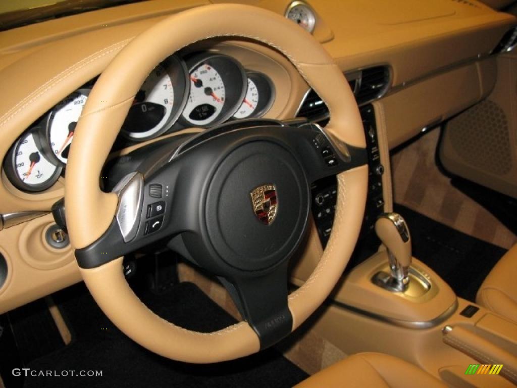 2011 Porsche 911 Turbo S Coupe Sand Beige Steering Wheel Photo #45107080