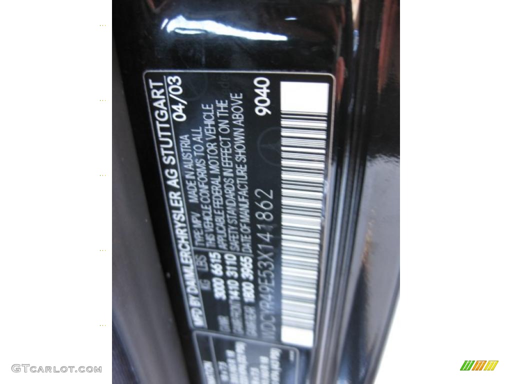 2003 G Color Code 040 for Black Photo #45109992