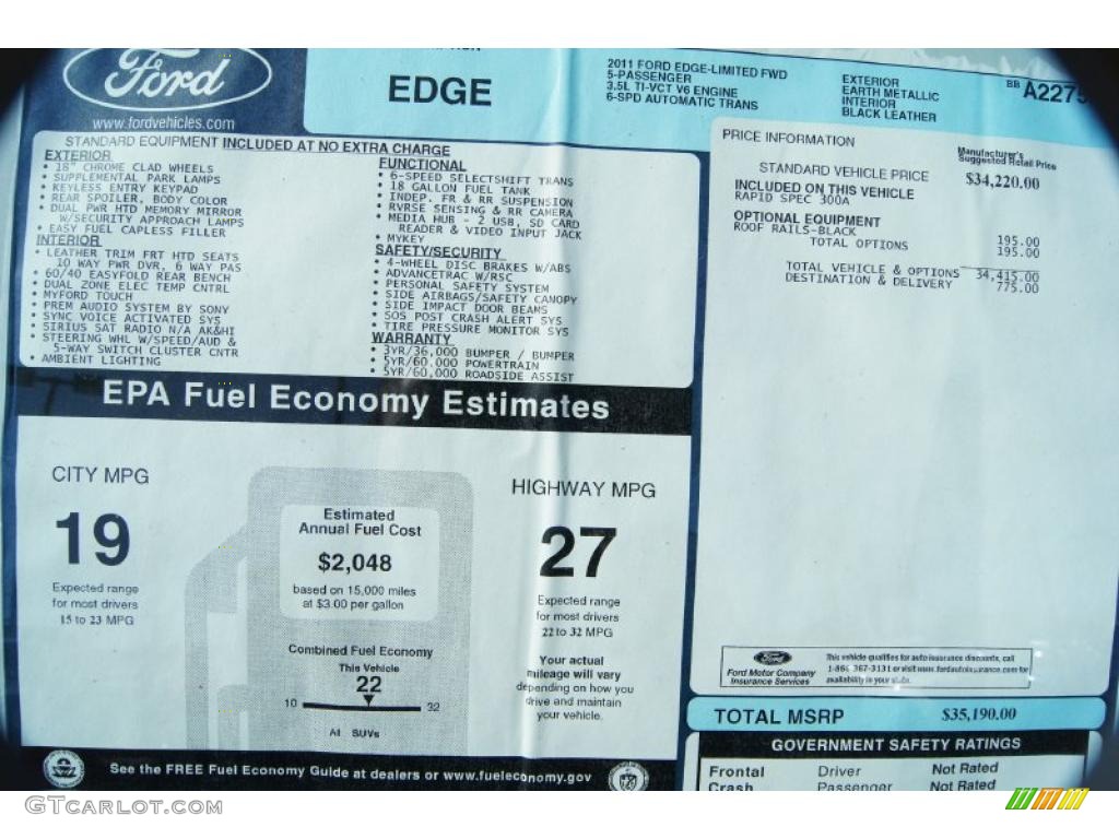 2011 Ford Edge Limited Window Sticker Photo #45113475