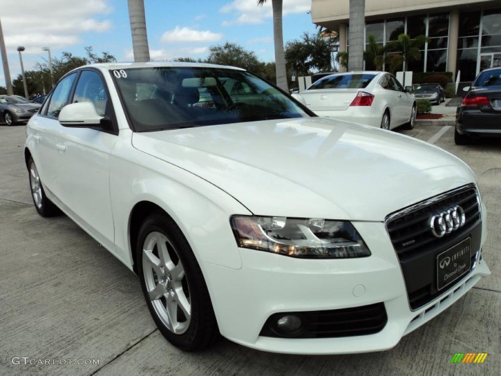 2009 A4 2.0T Premium quattro Sedan - Ibis White / Black photo #2