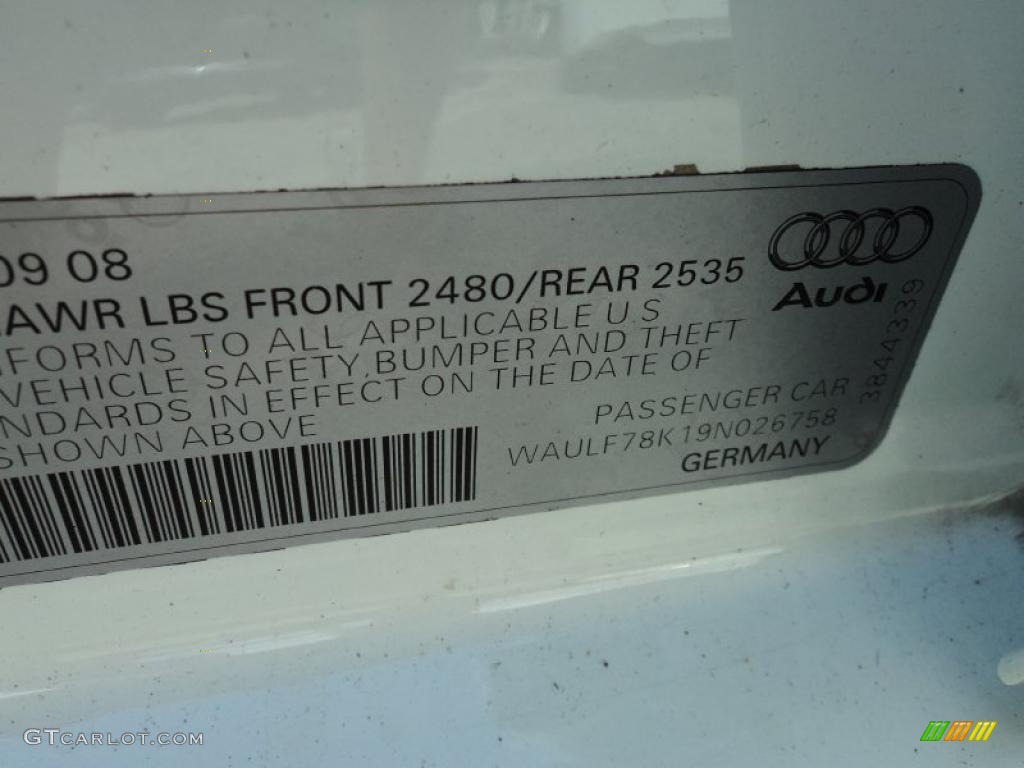 2009 A4 2.0T Premium quattro Sedan - Ibis White / Black photo #30