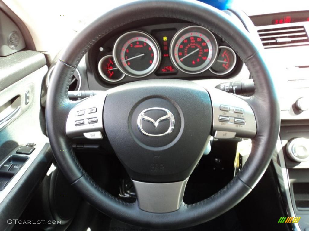 2010 Mazda MAZDA6 s Touring Sedan Black Steering Wheel Photo #45122514