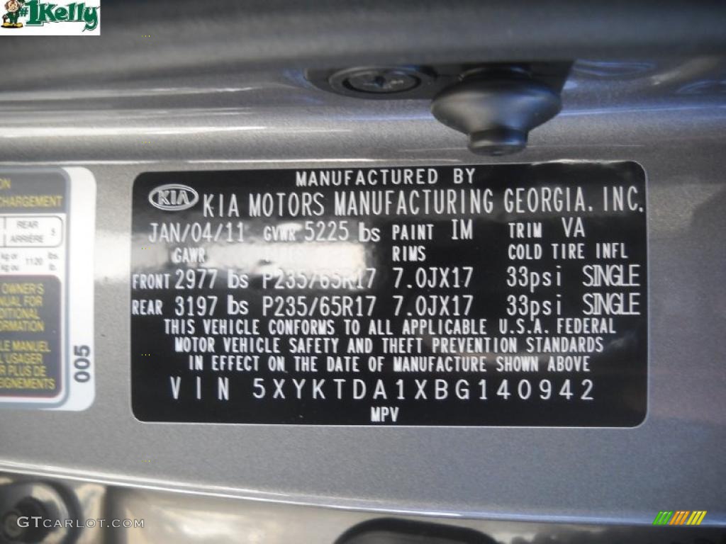 2011 Sorento LX AWD - Titanium Silver / Black photo #11