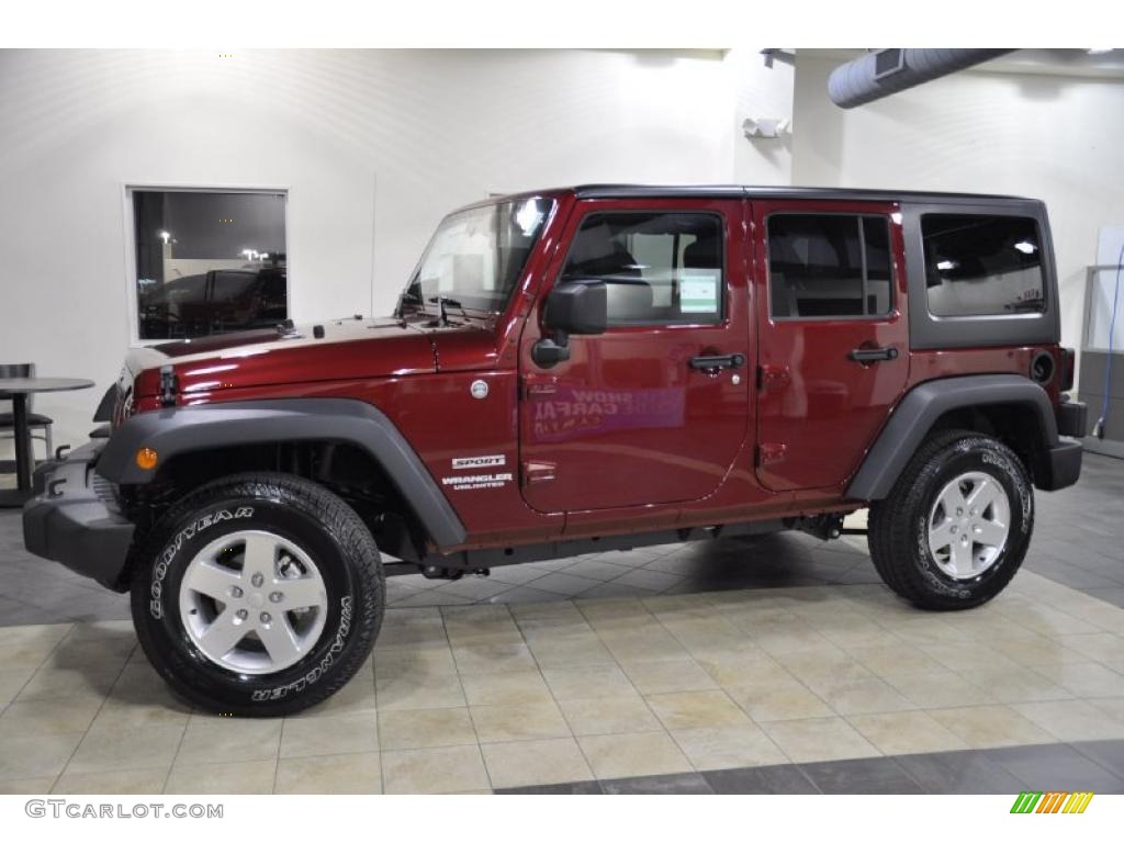 2011 Wrangler Unlimited Sport 4x4 - Deep Cherry Red / Black photo #1