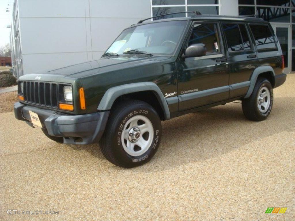 1998 Cherokee Sport 4x4 - Moss Green Pearl / Saddle photo #2