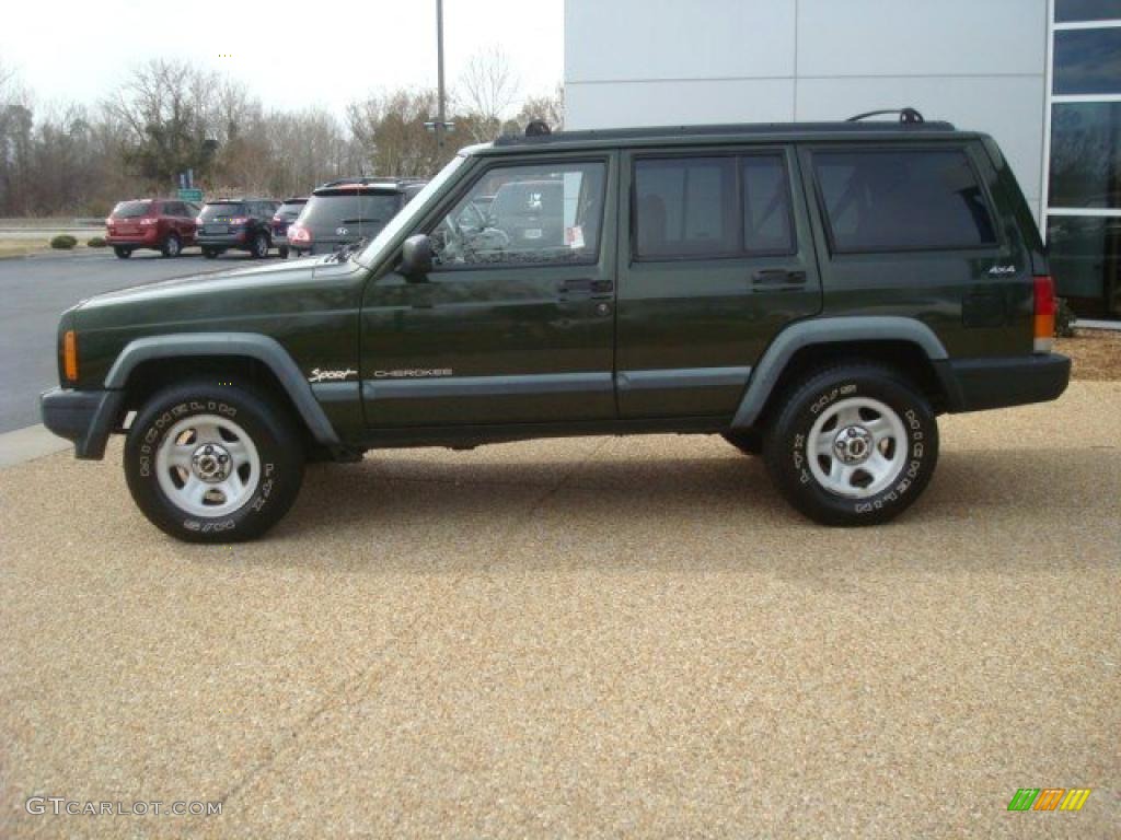 1998 Cherokee Sport 4x4 - Moss Green Pearl / Saddle photo #3