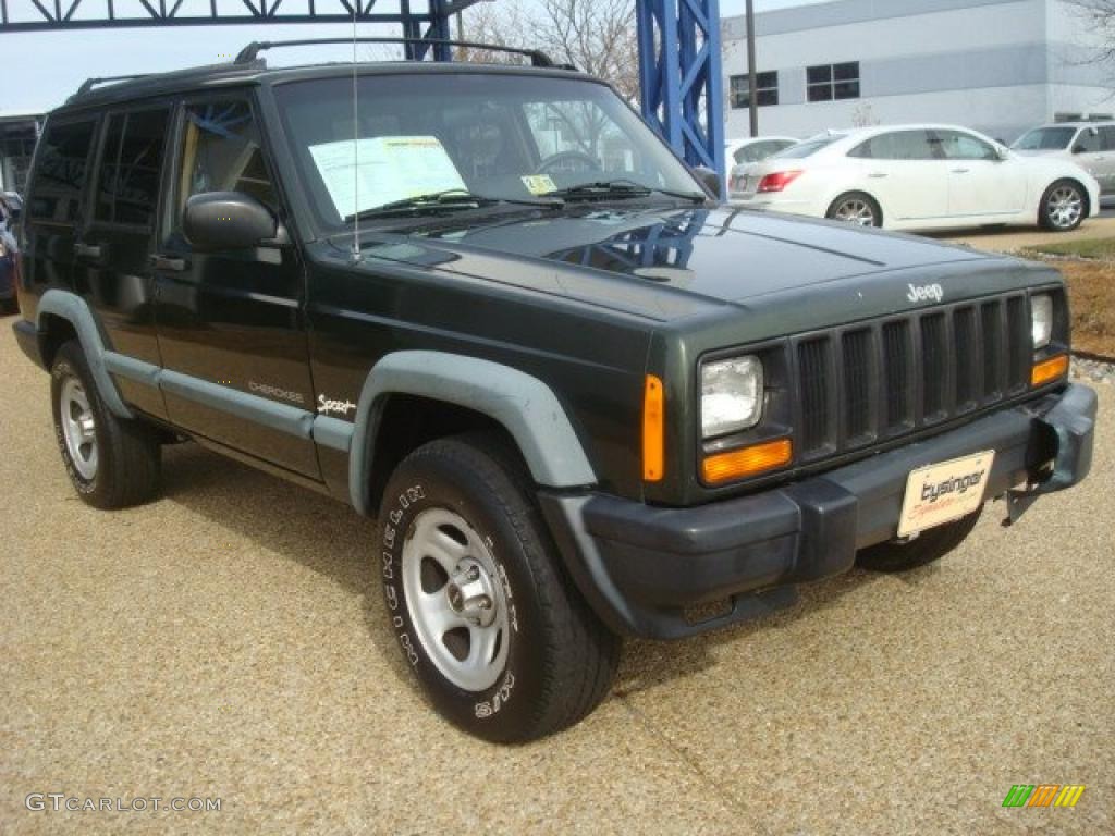 1998 Cherokee Sport 4x4 - Moss Green Pearl / Saddle photo #7