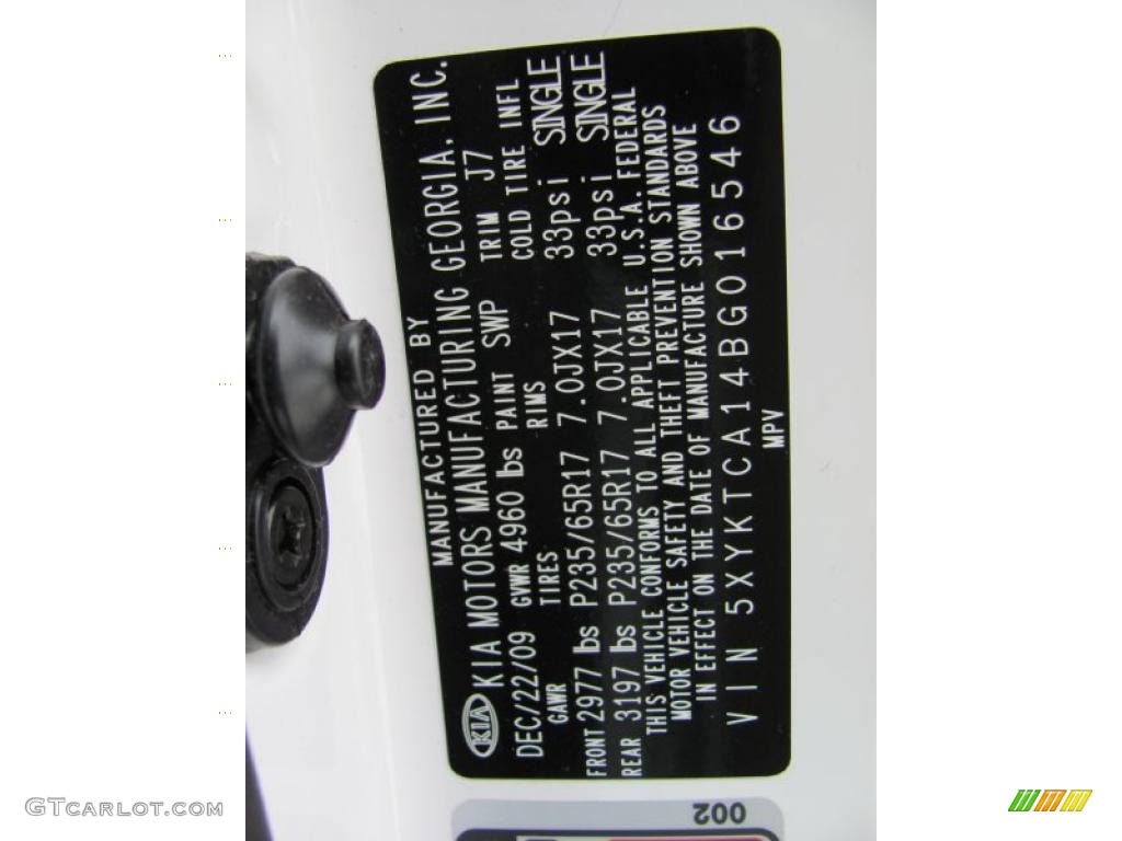 2011 Sorento Color Code SWP for Snow White Pearl Photo #45155868