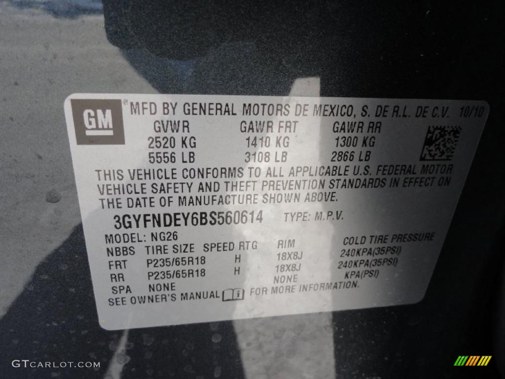 2011 Cadillac SRX 4 V6 AWD Info Tag Photo #45157652