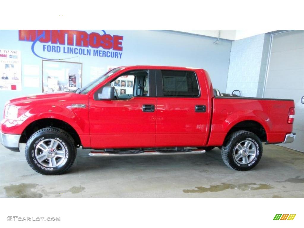 2005 F150 XLT SuperCrew 4x4 - Bright Red / Medium Flint Grey photo #5