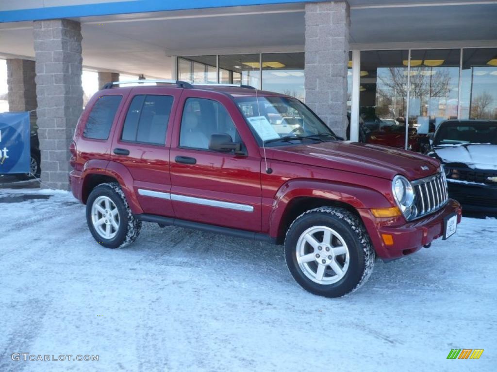2007 Liberty Limited 4x4 - Inferno Red Crystal Pearl / Khaki photo #1