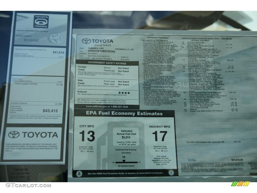 2011 Toyota Tundra TRD CrewMax 4x4 Window Sticker Photo #45181409