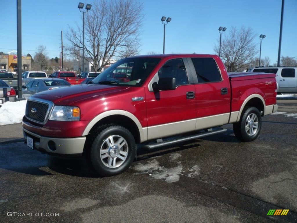 2008 F150 Lariat SuperCrew 4x4 - Redfire Metallic / Tan photo #2