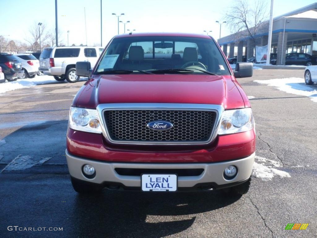 2008 F150 Lariat SuperCrew 4x4 - Redfire Metallic / Tan photo #3