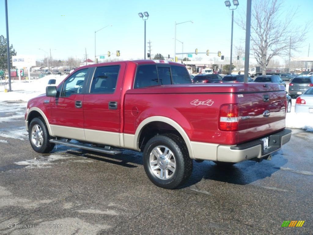 2008 F150 Lariat SuperCrew 4x4 - Redfire Metallic / Tan photo #4