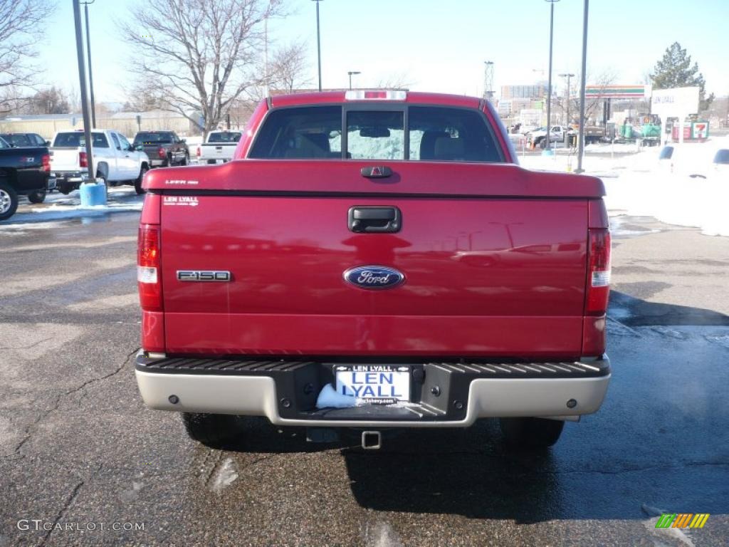 2008 F150 Lariat SuperCrew 4x4 - Redfire Metallic / Tan photo #5