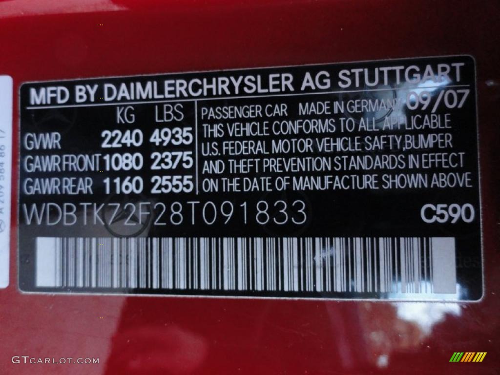 2008 CLK Color Code 590 for Mars Red Photo #45186529