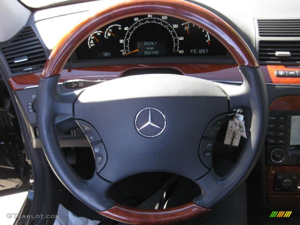 2006 Mercedes-Benz S 430 Sedan Charcoal Steering Wheel Photo #45187312