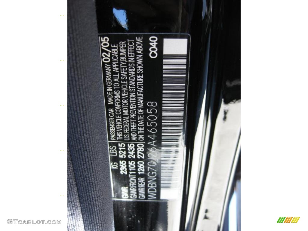 2006 S Color Code 040 for Black Photo #45187425