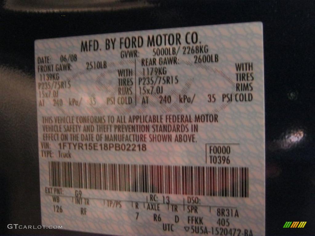 2008 Ranger Color Code G9 for Vista Blue Metallic Photo #45188753