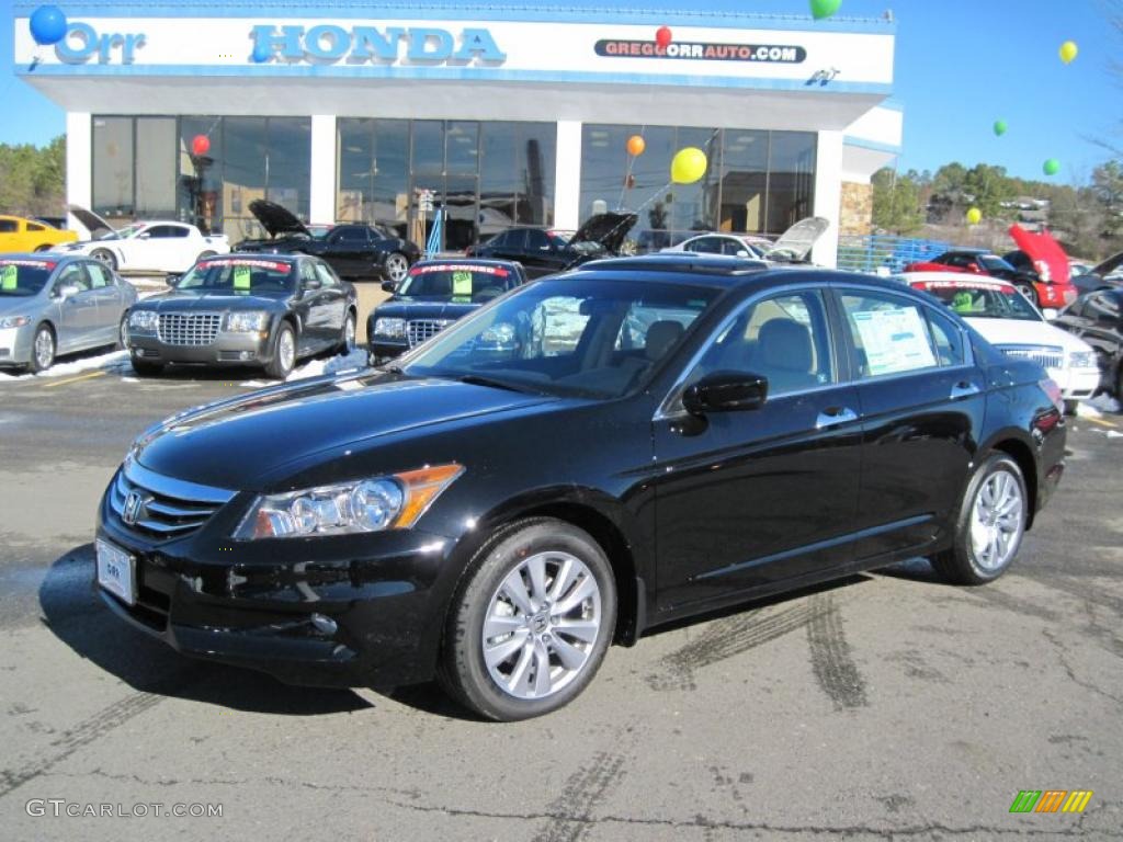 2011 Accord EX-L V6 Sedan - Crystal Black Pearl / Ivory photo #1