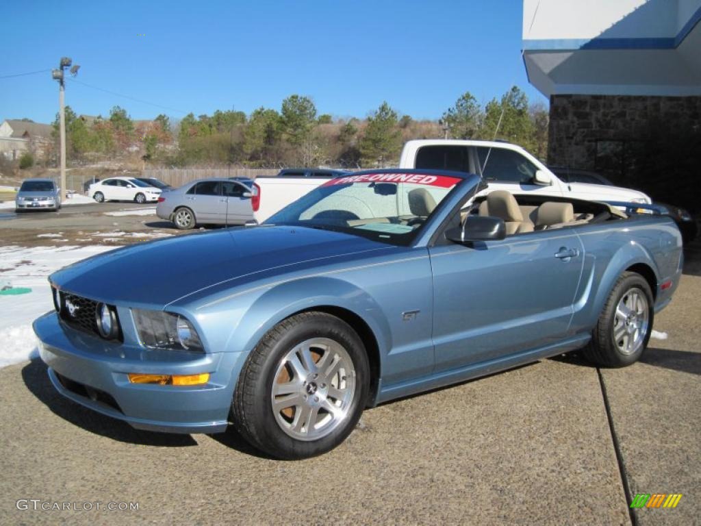 2007 Mustang GT Premium Convertible - Windveil Blue Metallic / Medium Parchment photo #9