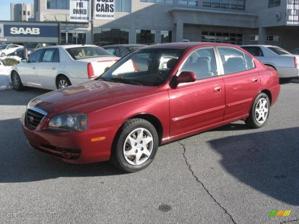 2004 Elantra GLS Sedan - Crimson Dark Red / Gray photo #2