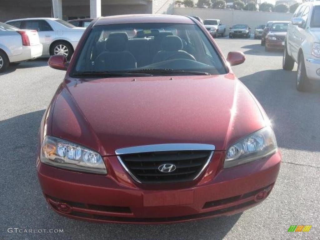 2004 Elantra GLS Sedan - Crimson Dark Red / Gray photo #3