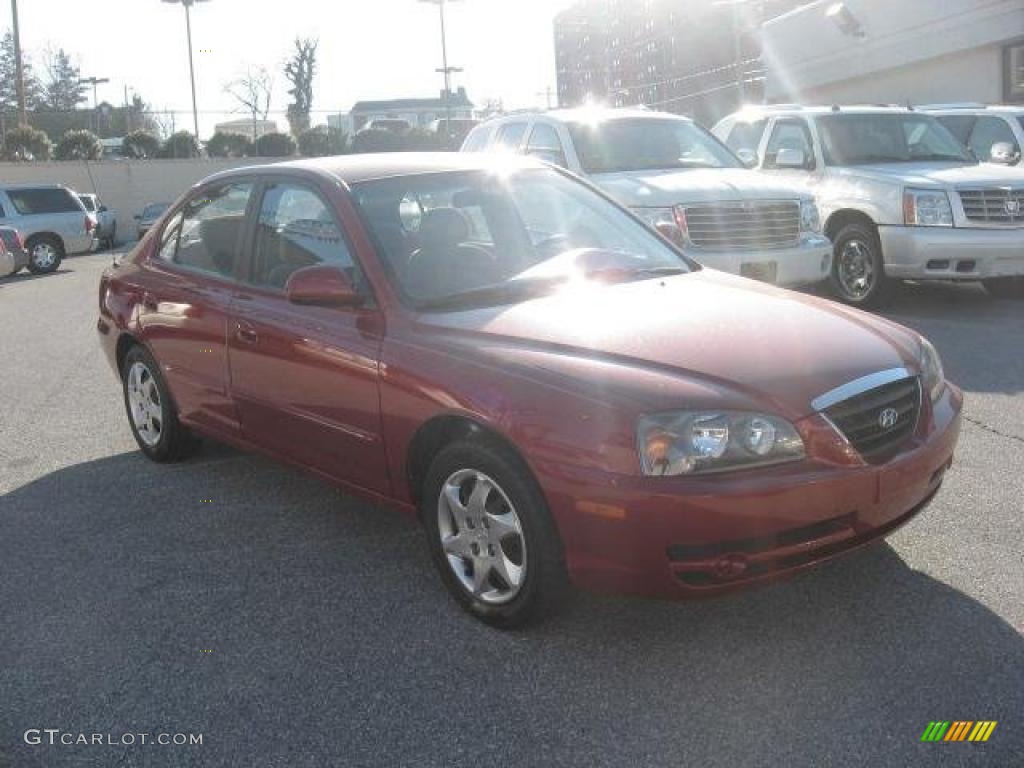 2004 Elantra GLS Sedan - Crimson Dark Red / Gray photo #4