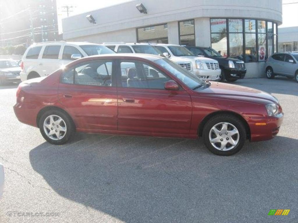 2004 Elantra GLS Sedan - Crimson Dark Red / Gray photo #5