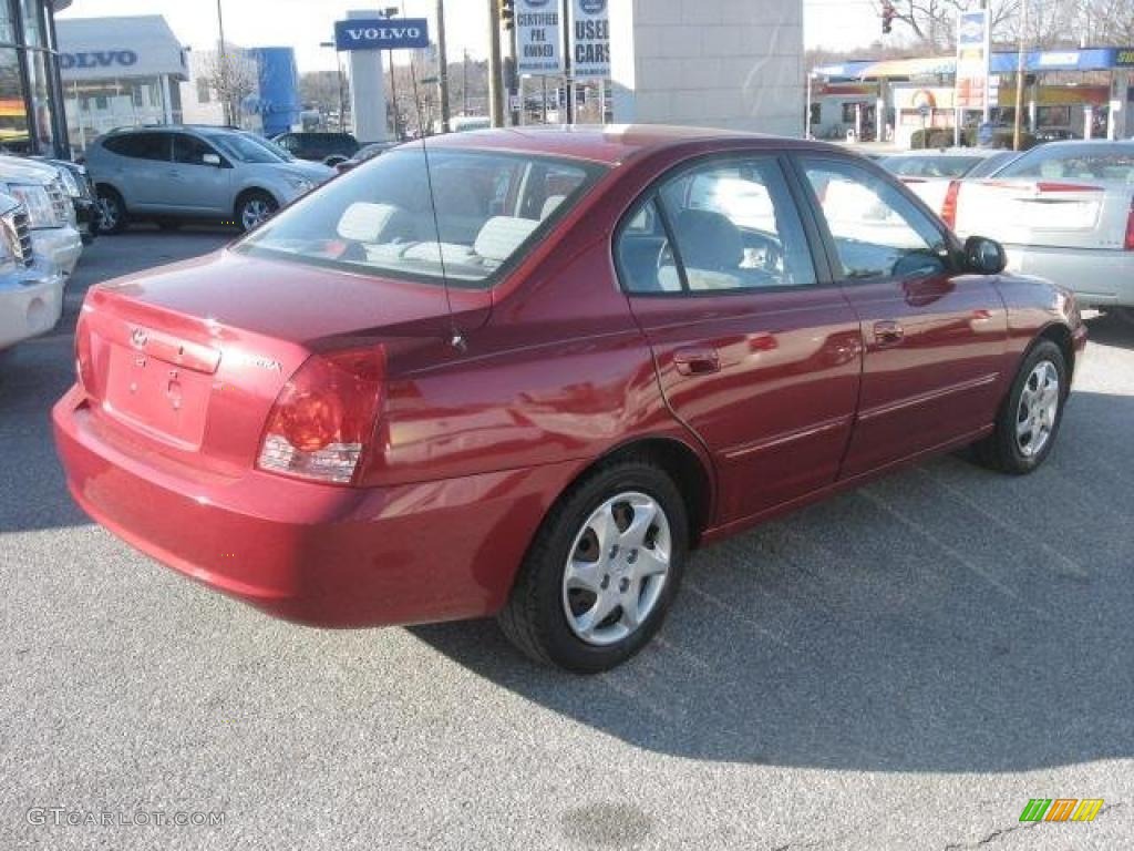 2004 Elantra GLS Sedan - Crimson Dark Red / Gray photo #6