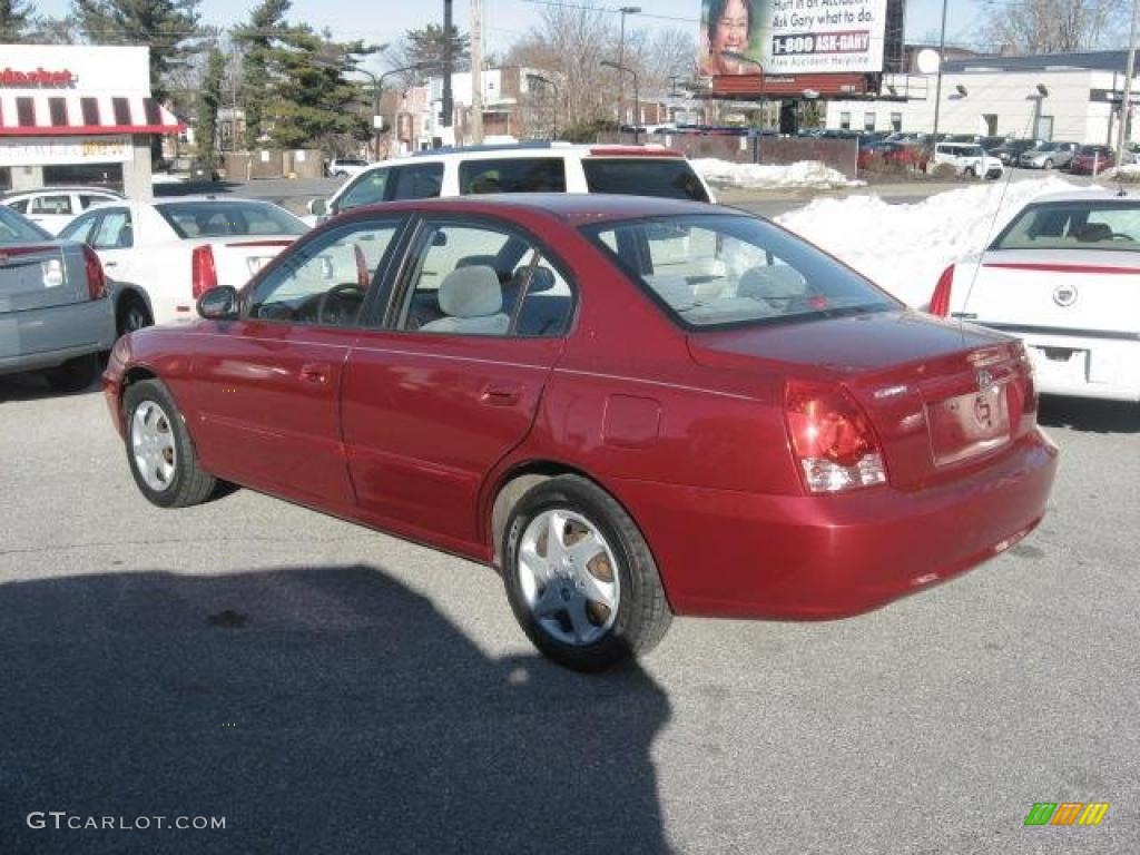 2004 Elantra GLS Sedan - Crimson Dark Red / Gray photo #8