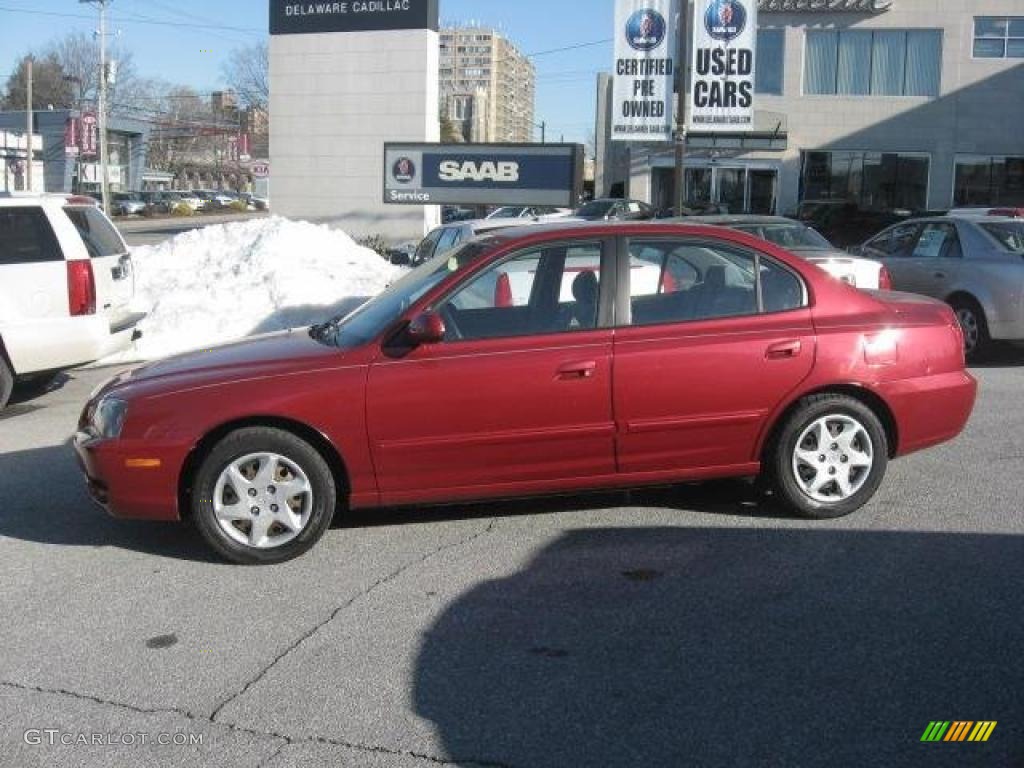 2004 Elantra GLS Sedan - Crimson Dark Red / Gray photo #9