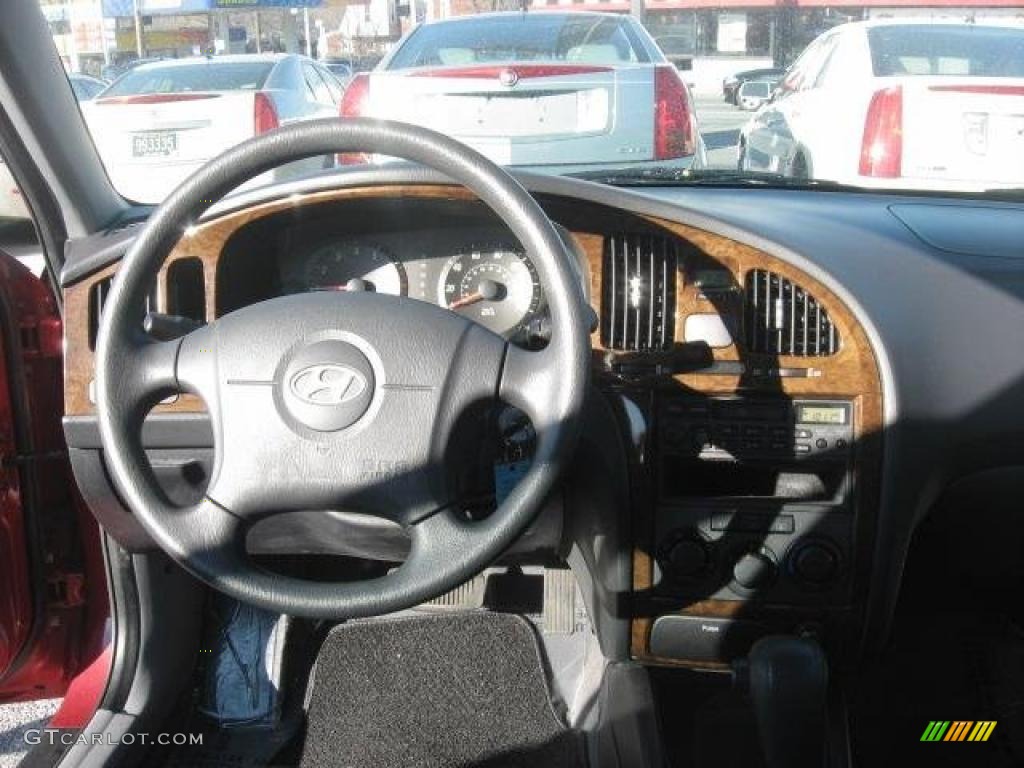 2004 Elantra GLS Sedan - Crimson Dark Red / Gray photo #11