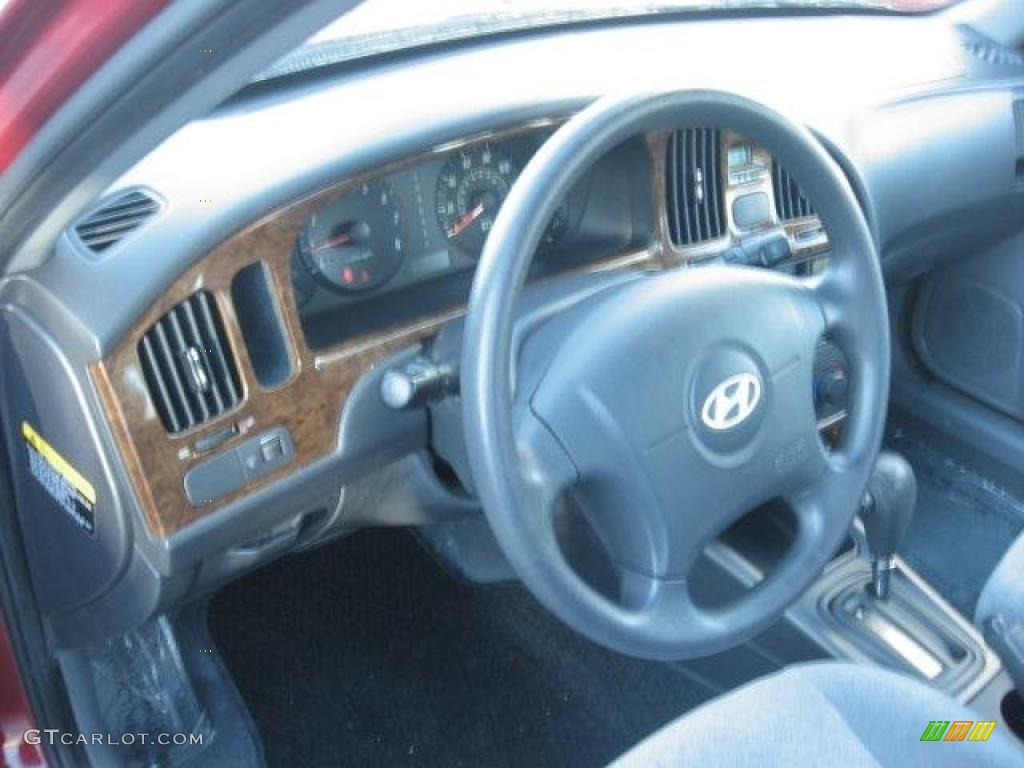 2004 Elantra GLS Sedan - Crimson Dark Red / Gray photo #25