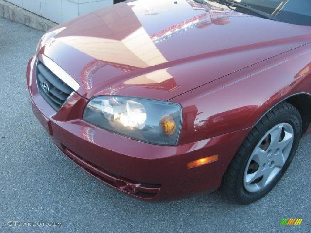 2004 Elantra GLS Sedan - Crimson Dark Red / Gray photo #35