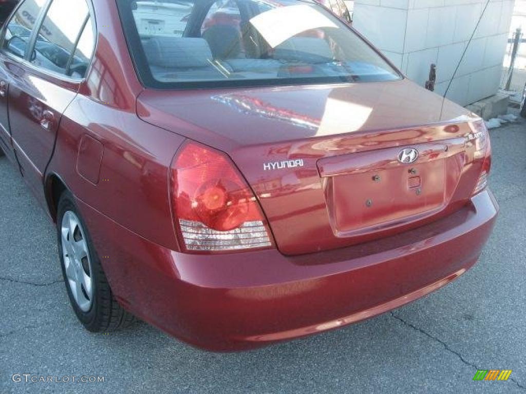 2004 Elantra GLS Sedan - Crimson Dark Red / Gray photo #38