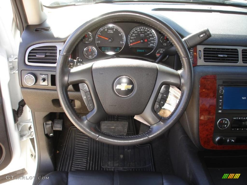 2010 Chevrolet Silverado 3500HD LTZ Crew Cab Dually Ebony Steering Wheel Photo #45191197
