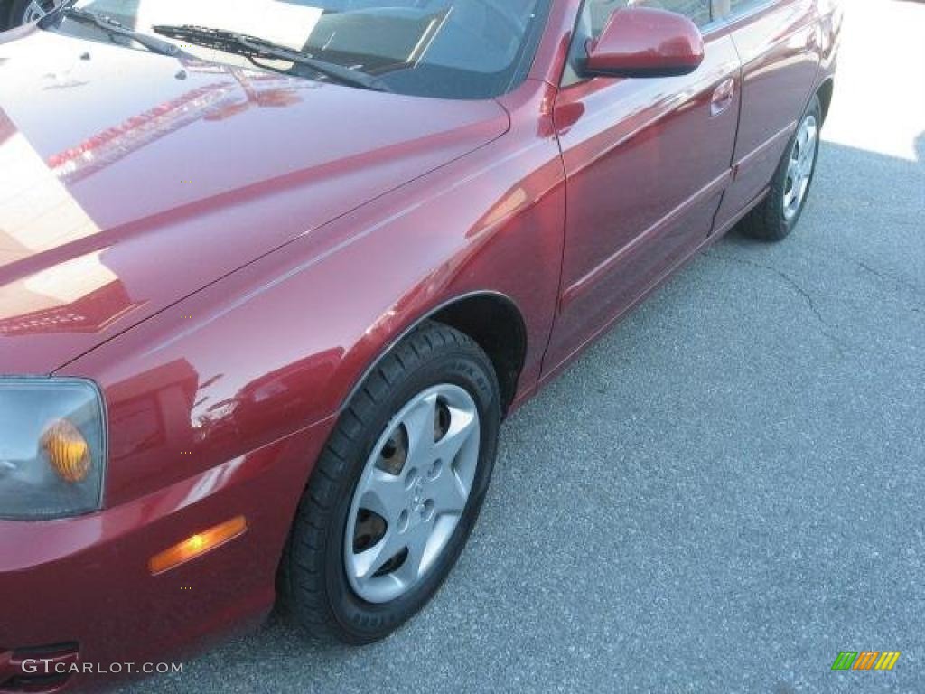 2004 Elantra GLS Sedan - Crimson Dark Red / Gray photo #39