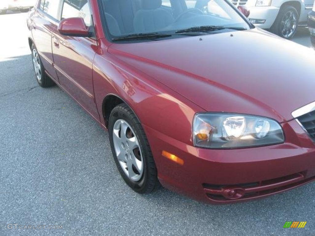 2004 Elantra GLS Sedan - Crimson Dark Red / Gray photo #40