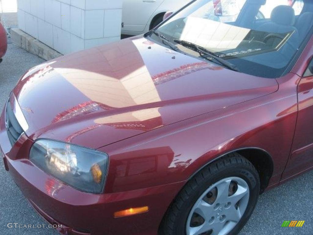 2004 Elantra GLS Sedan - Crimson Dark Red / Gray photo #41