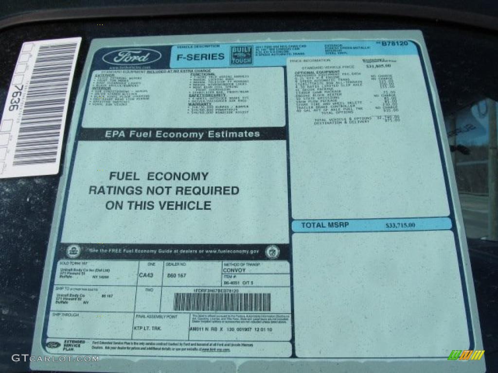 2011 F350 Super Duty XL Regular Cab 4x4 Chassis Dump Truck - Forest Green Metallic / Steel photo #2