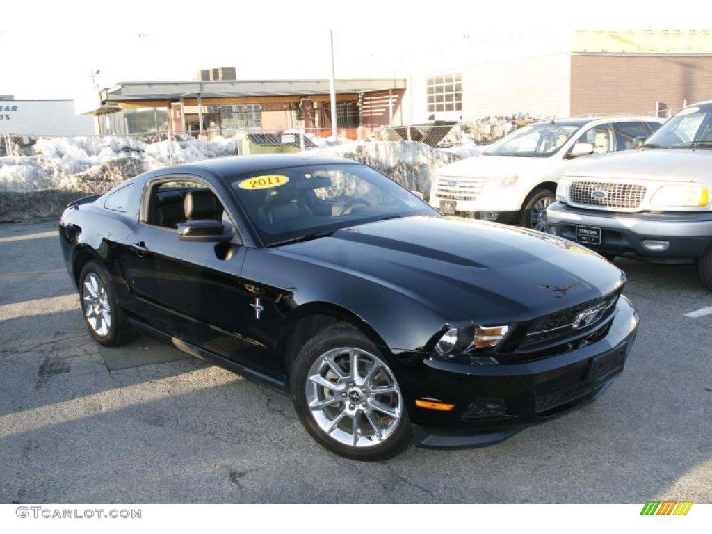 2011 Mustang V6 Premium Coupe - Ebony Black / Charcoal Black photo #3