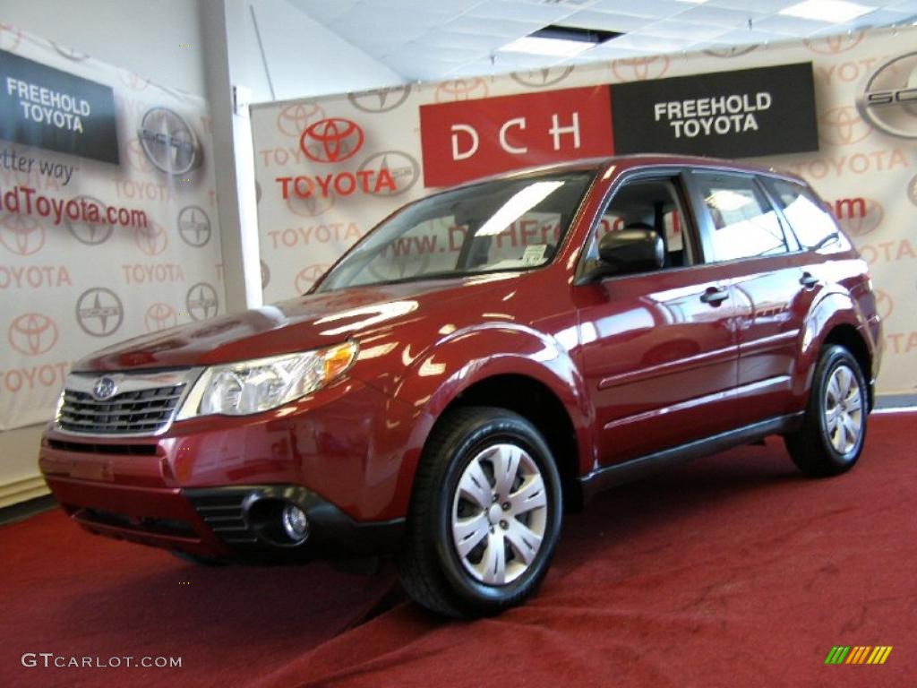 2009 Forester 2.5 X - Camellia Red Pearl / Black photo #1