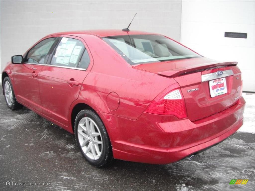 2011 Fusion SEL V6 - Red Candy Metallic / Medium Light Stone photo #6