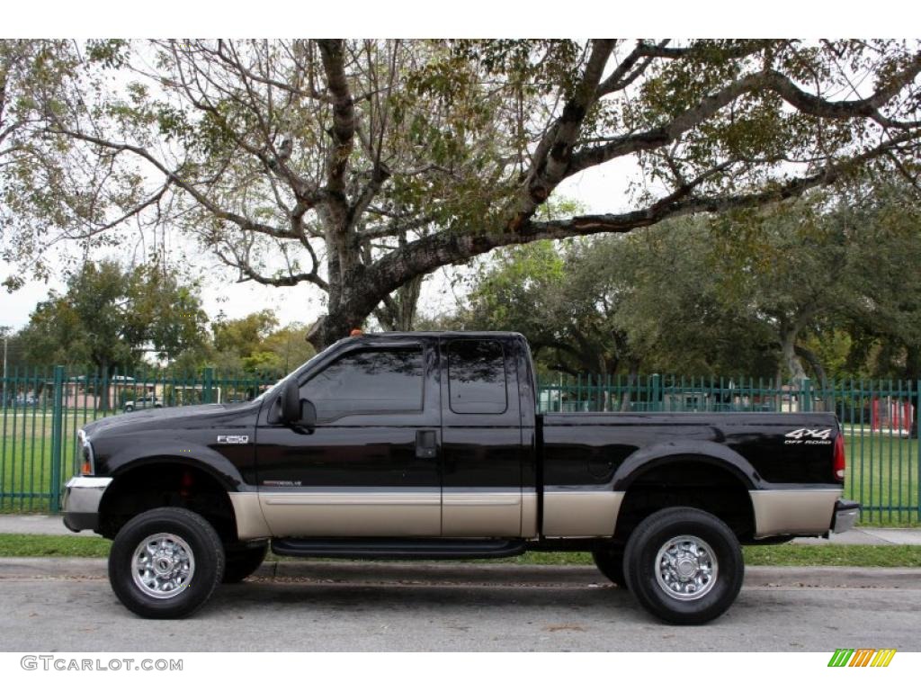 Black 2000 Ford F250 Super Duty Lariat Extended Cab 4x4 Exterior Photo #45201177