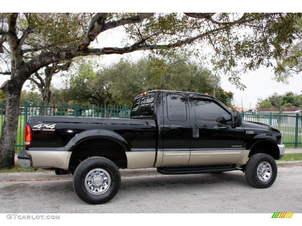 Black 2000 Ford F250 Super Duty Lariat Extended Cab 4x4 Exterior Photo #45201265