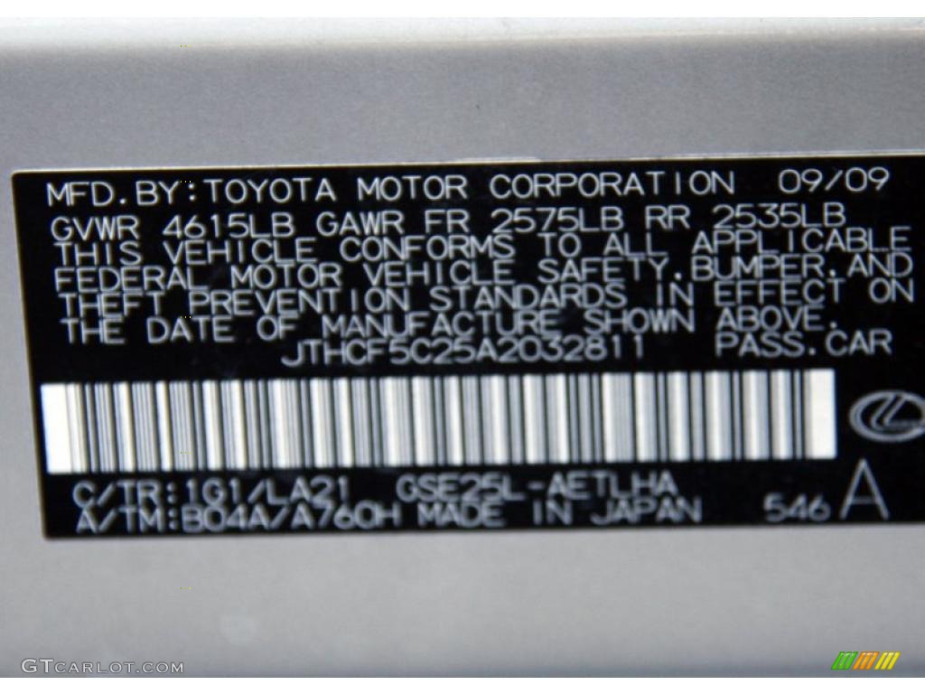 2010 IS Color Code 1G1 for Tungsten Silver Pearl Photo #45202221