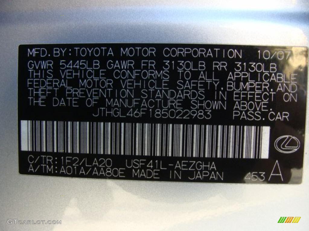 2008 LS Color Code 1F2 for Mercury Silver Metallic Photo #45205697